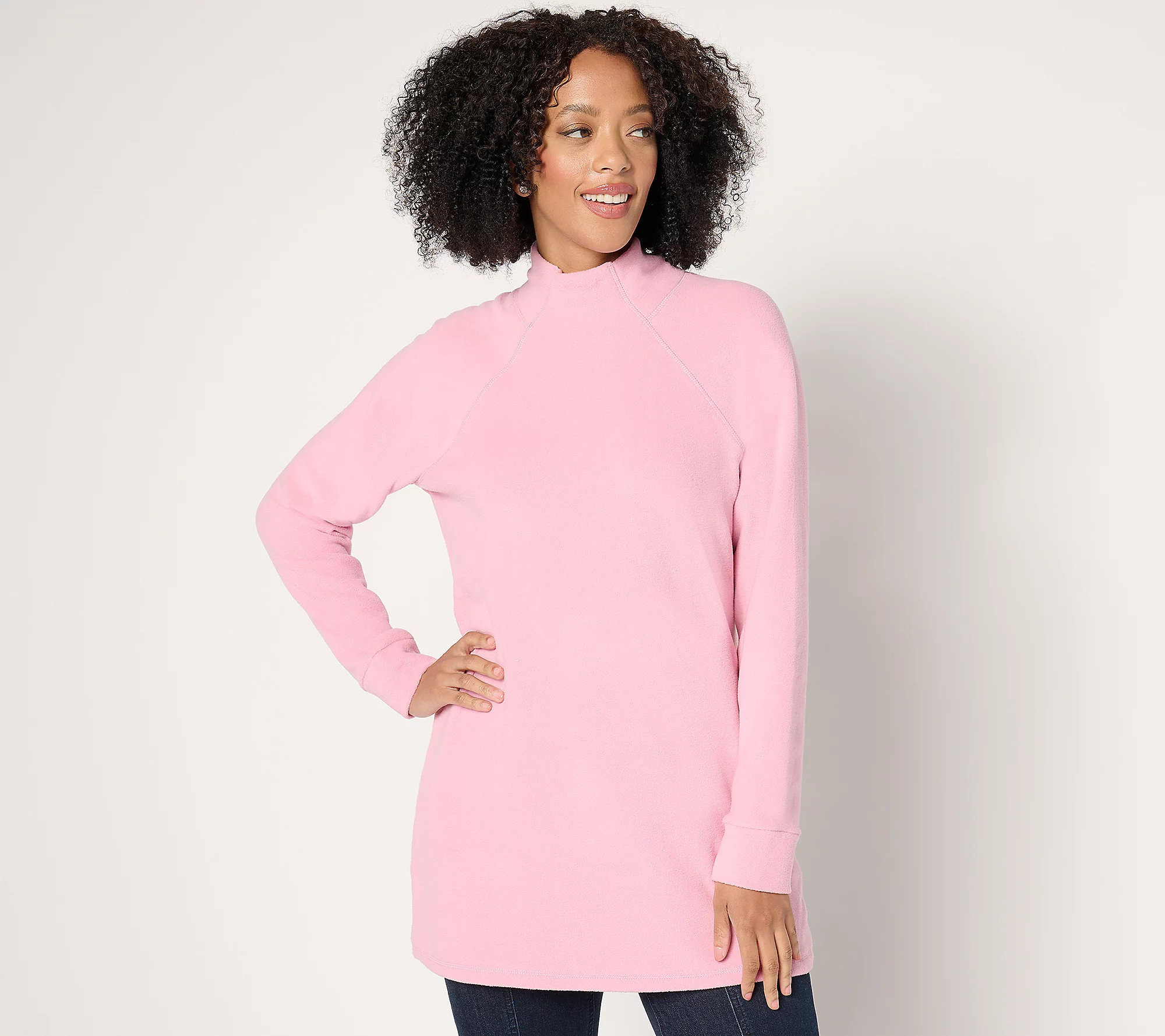 As Is Denim & Co. Active Regular FleeceTunnel Neck Tunic | QVC