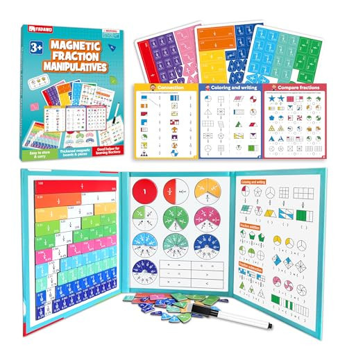 FADAWU Magnetic Fraction Educational Puzzle, Magnetic Fraction Demonstration Book with Fraction Tiles & Circles, Montessori Fraction Manipulatives for Elementary School, Maths Learning Toys for Kids | Amazon (US)