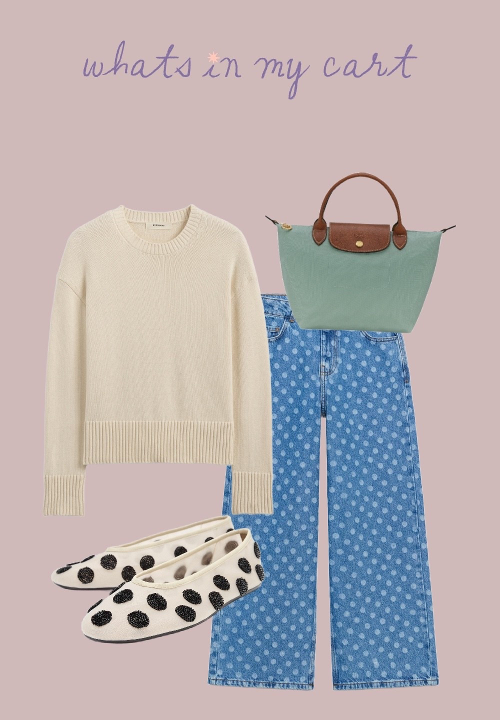 what’s in my cart
zara jeans 
zara flats 
longchamp bag

#LTKgrwm #LTKmomlife #LTKootd