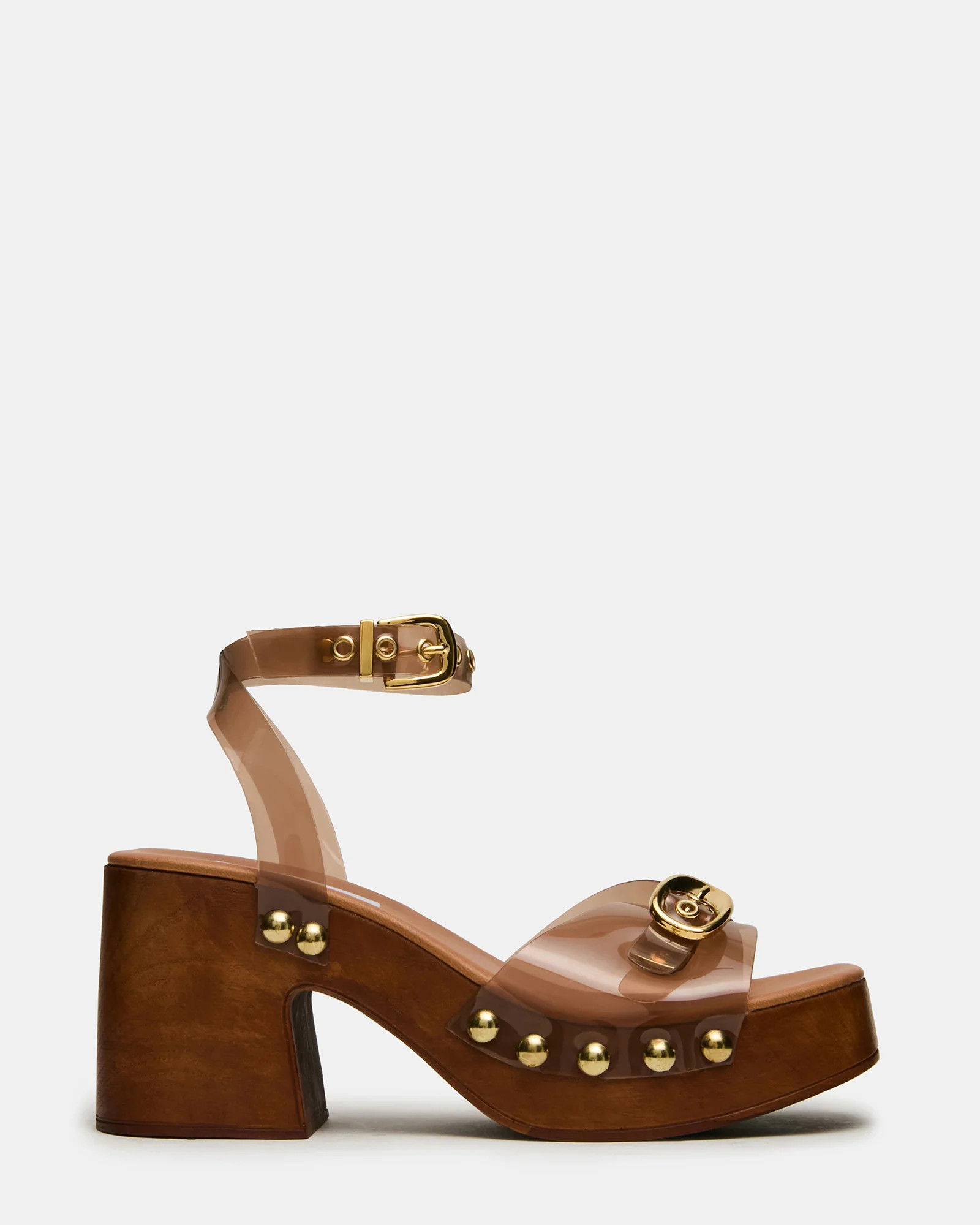 KRUISE Tan Buckle Studs Platform Block Heel Women's Sandal | Steve Madden (US)