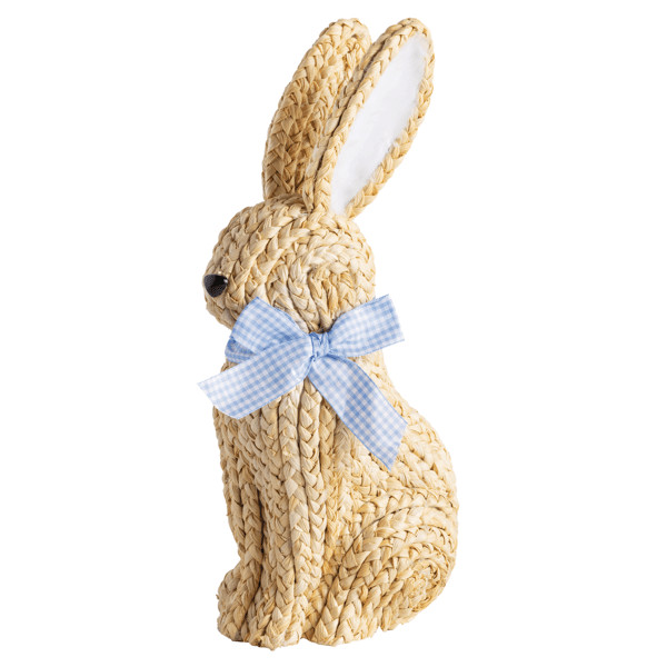 Blue Bow Woven Bunny Sitter | Mud Pie