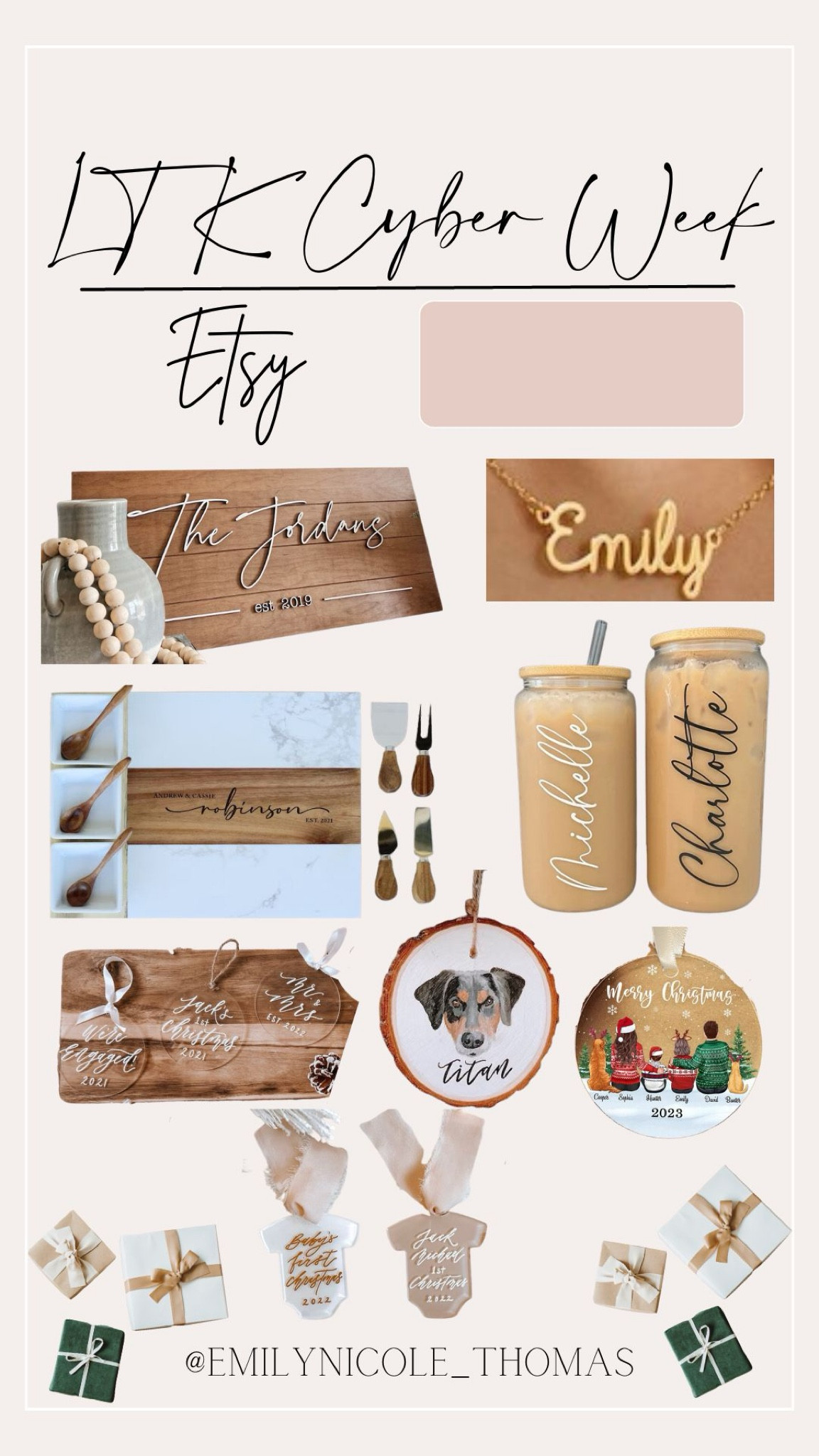Etsy Cyber Week Sales!! We have the custom dog ornament from Letterwoodco and her work is amazing🙌🏼🐶

Custom gifts, personalized gifts, holiday gifts, Christmas gifts, custom necklace, name necklace, custom name board, custom charcuterie board, custom coffee cups, custom ornaments, dog ornaments, baby ornaments 

#LTKGiftGuide #LTKHoliday #LTKCyberWeek