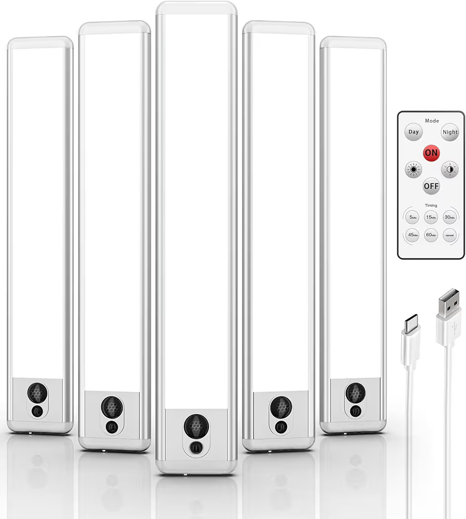 EZVALO 5 Pack Under Cabinet Lighting, Rechargeable Motion Sensor Light, LED Closet Lights Wireles... | Amazon (US)