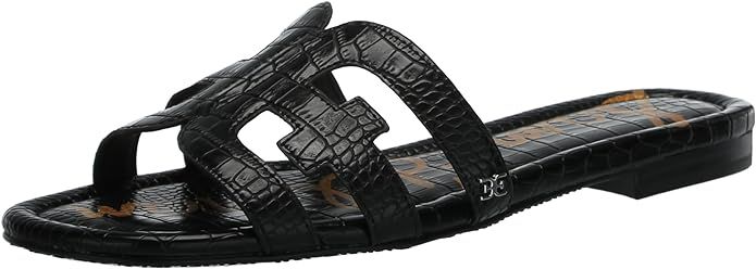 Sam Edelman Bay Flat Sandal Black Mini Croco 9 Medium | Amazon (US)