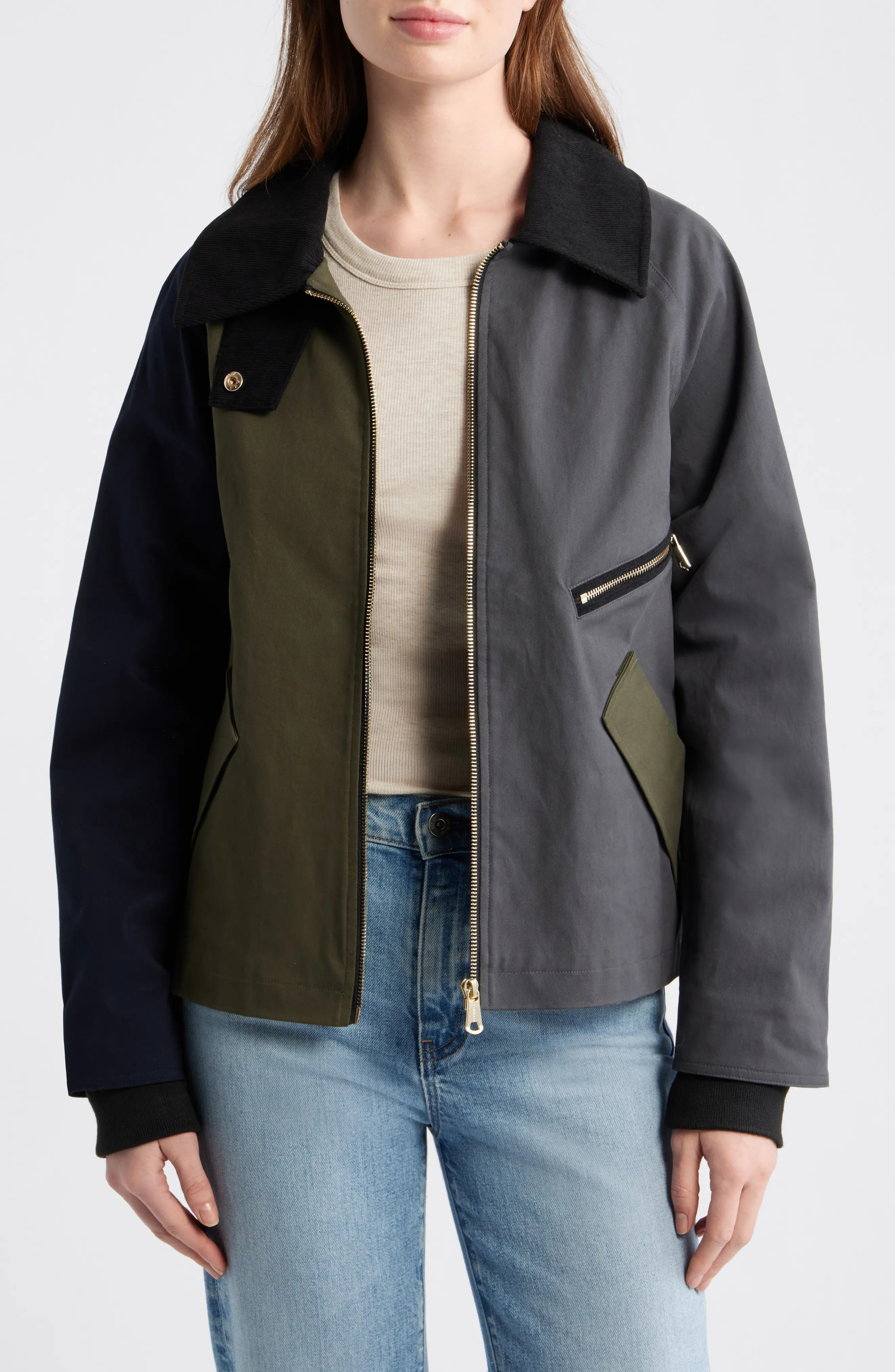 Short Colorblock Stretch Rain Jacket (Women) | Nordstrom | Nordstrom