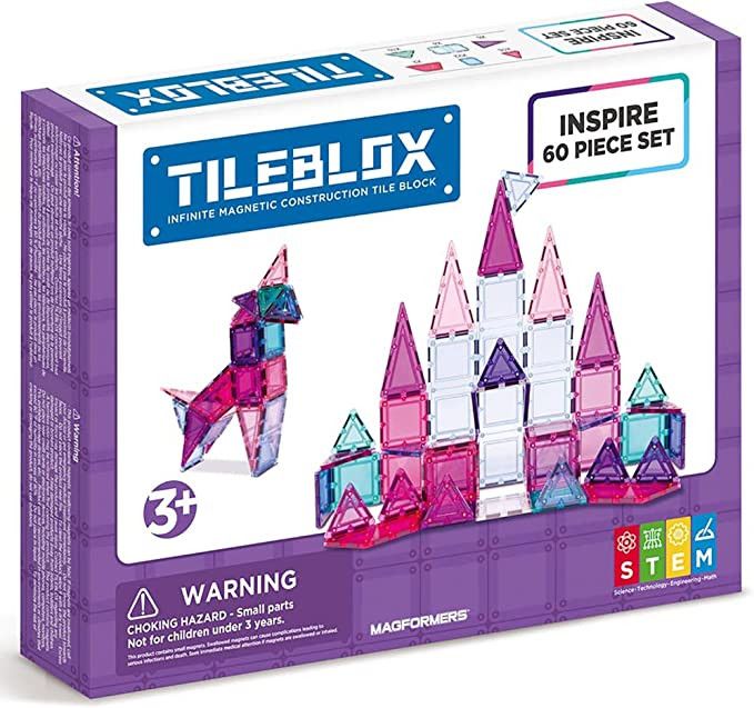 Tileblox Inspire 60 Piece Set Magnetic Building Blocks, Educational Magnetic Tiles Kit , Magnetic... | Amazon (US)