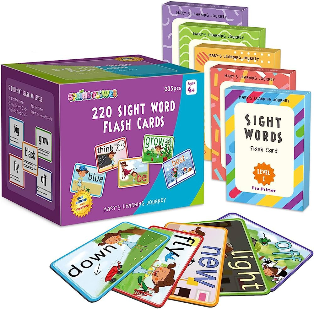SpringFlower Sight Words Flash Cards with Pictures,Motions&Sentences, 220 Dolch Sight Words for P... | Amazon (US)