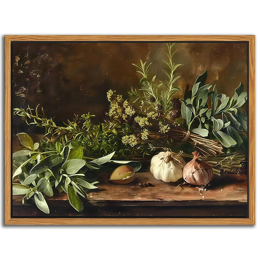 SAMHOU Floating Framed Canvas Wall Art, Vintage Aesthetic Kitchen Wall Decor, Nature Botanical Po... | Amazon (US)