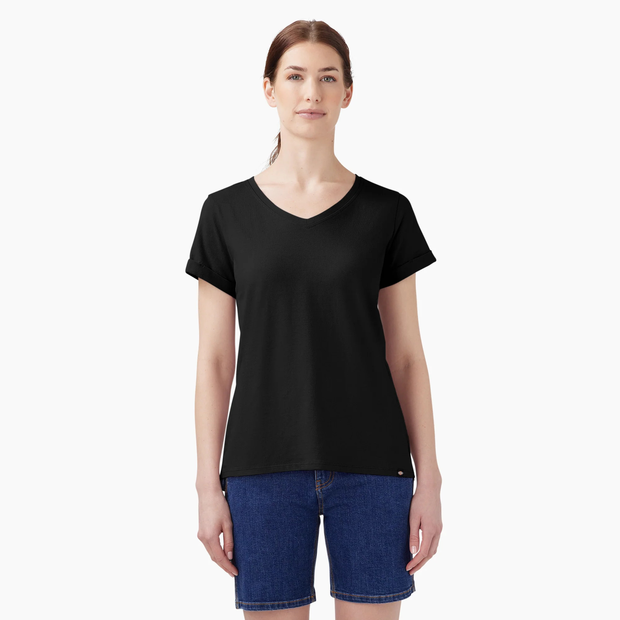 Dickies Women's V-Neck T-Shirt in Black size Small | Dickies