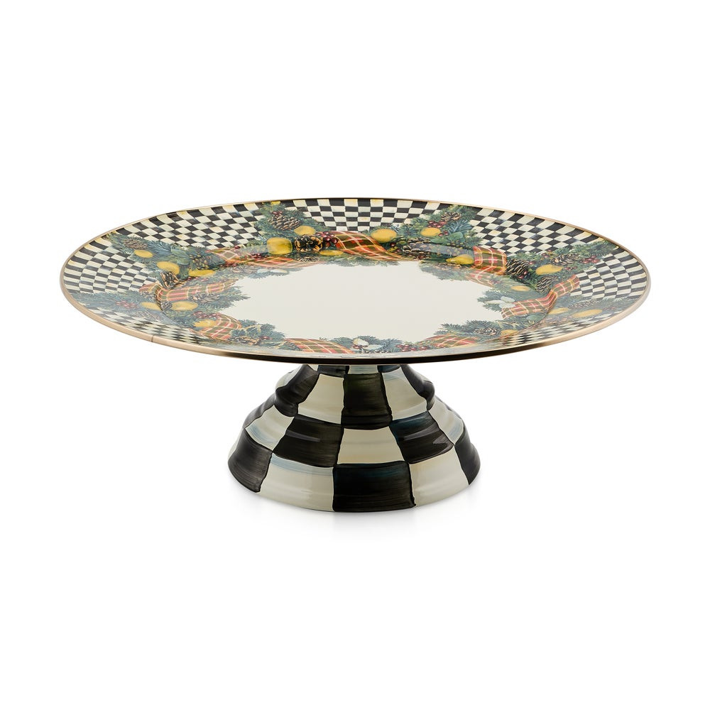 Evergreen Enamel Pedestal Platter - Large | MacKenzie-Childs