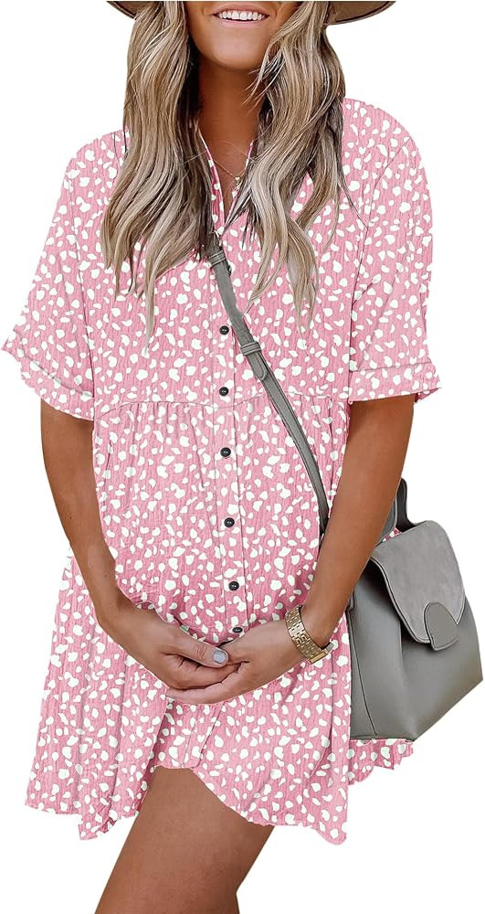 AUSELILY Womens Summer Button Down Babydoll Dress | Amazon (US)
