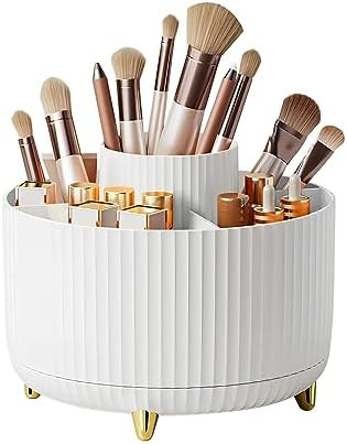 DASITON Large Capacity Makeup Brush Holder,360° Rotating Makeup Organizer,5 Slot Makeup Brushes ... | Amazon (US)