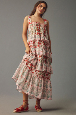 By Anthropologie Sleeveless Square-Neck Tiered Maxi Dress | Anthropologie (UK)
