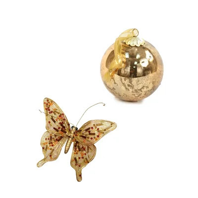 24 Piece Mercury with Butterflies Ball Ornament Set | Wayfair North America