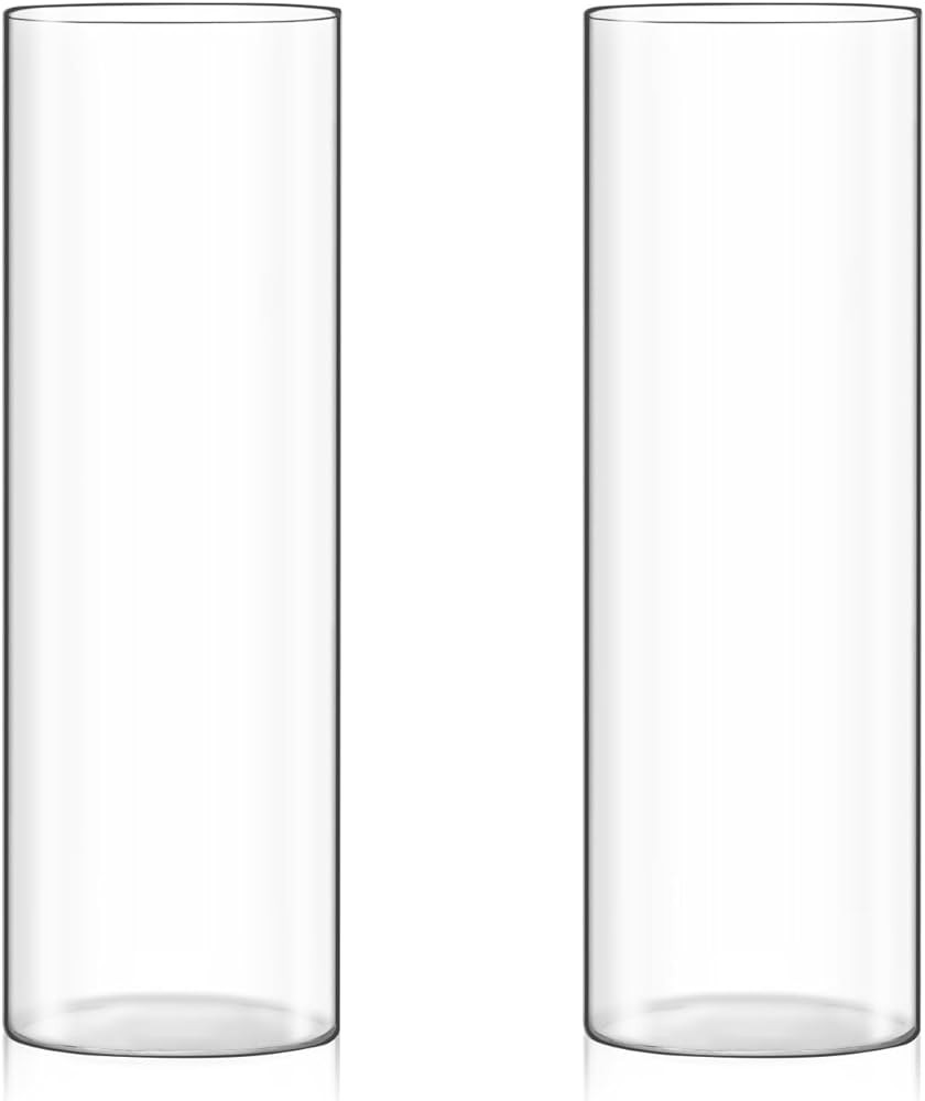 Fixwal Set of 2 Clear Glass Cylinder Vases for Centerpieces, 12 x 4 Inch Tall Glass Hurricane Flo... | Amazon (US)
