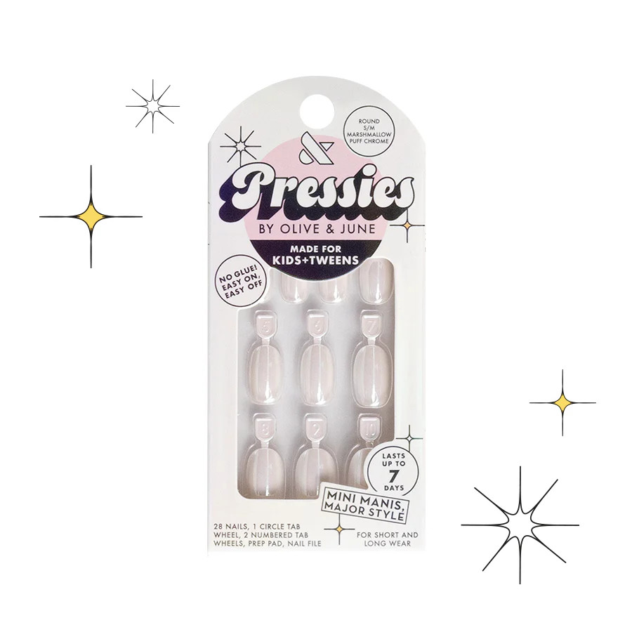 Marshmallow Puff Chrome - Pressies | Short Medium | Round | Olive & June