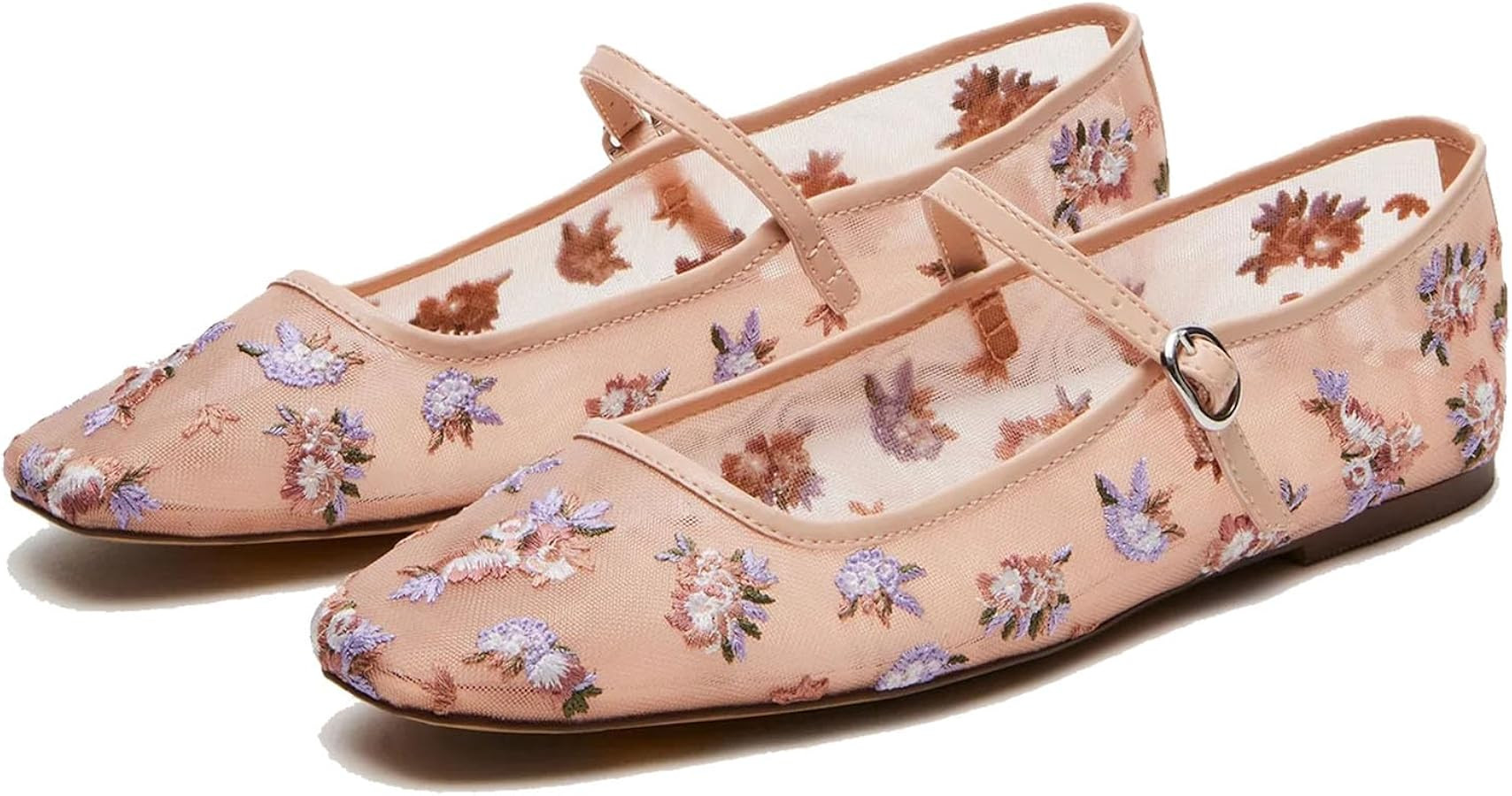 MICIFA Mesh Ballet Flats for Women Mary Jane Buckle Flats Square Toe Comfortable Casual Dress Sum... | Amazon (US)