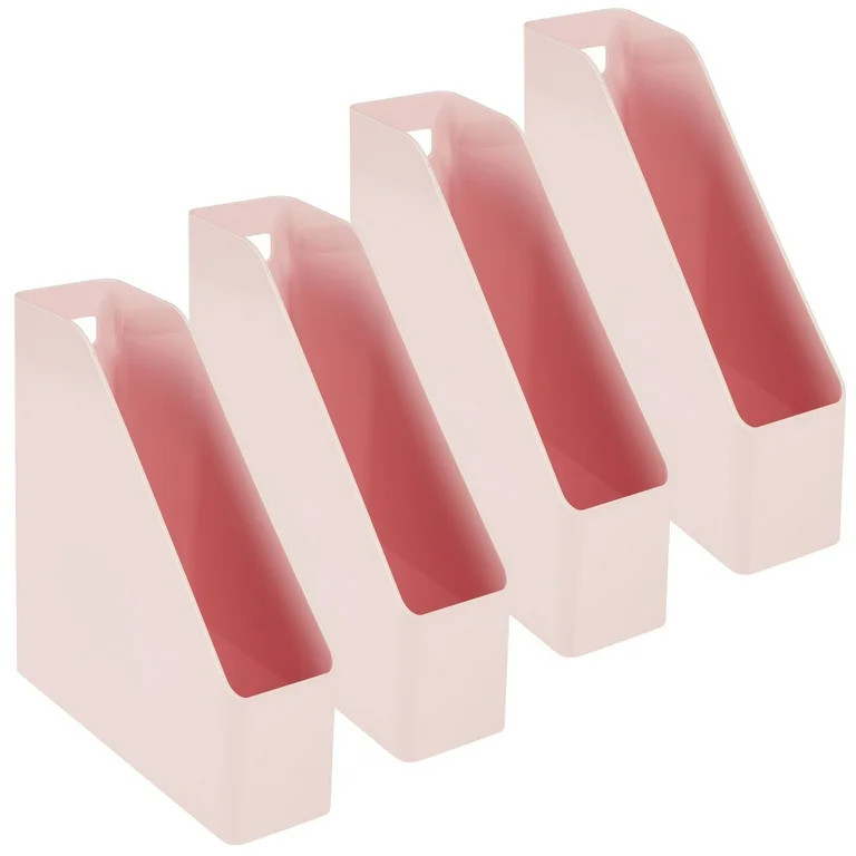 mDesign Plastic Sturdy File Folder Bin Storage Organizer - Vertical with Handle - Holds Notebooks... | Walmart (US)