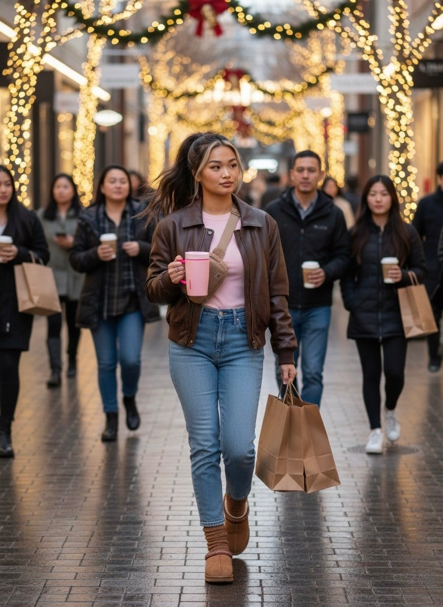 Holiday shopping fit ✨ Brown leather, cozy Uggs + a berry-pink cup because festive but still cute 💗 Linked everything (+ dupes) below 🛍️



#FallFashion
#WinterOutfit
#HolidayStyle
#ShoppingOutfit
#OOTDInspo
#LTKFinds
#UGGDupes
#StanleyTumbler
#AbercrombieStyle
#AmazonFashion


#LTKHoliday #LTKSeasonal #LTKHoliday #LTKFindsUnder100 #LTKCyberWeek