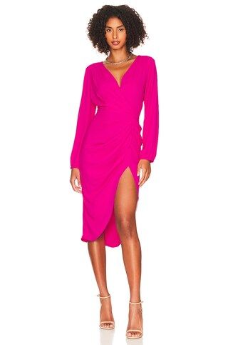 Amanda Uprichard x REVOLVE Long Sleeve Roma Dress in Hot Pink from Revolve.com | Revolve Clothing (Global)