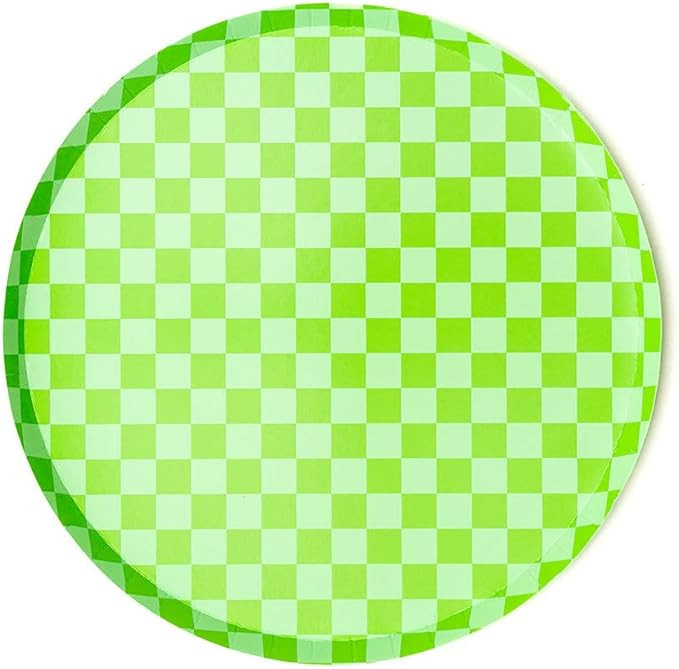 Jollity & Co Check It! Dinner Plates - Limelight Green Paper Plates - Pack of 8 Cake Plates Dispo... | Amazon (US)