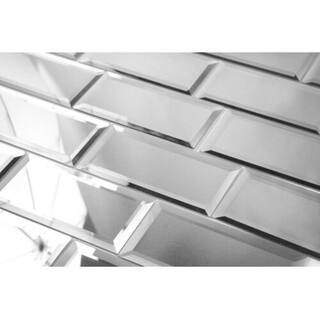 ABOLOS Reflections Silver Beveled 3 in. x 6 in. Peel & Stick Glass Mirror Décor Subway Tile (11 ... | The Home Depot