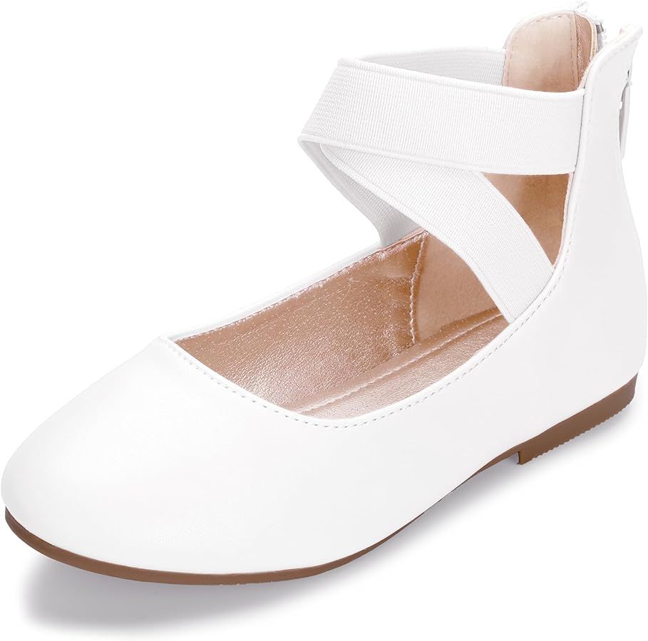 Hehainom Girls Dress Shoes Toddler Little Kids Gracy Ballet Mary Jane Ballerina Flats with Elasti... | Amazon (US)