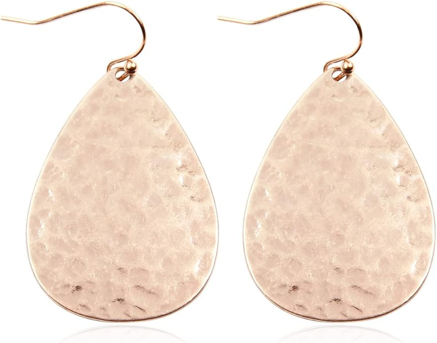 RIAH FASHION Bohemian Geometric Metallic Dangle Earrings - Leaf Marquise Pointed Oval, Coin Tiere... | Amazon (US)