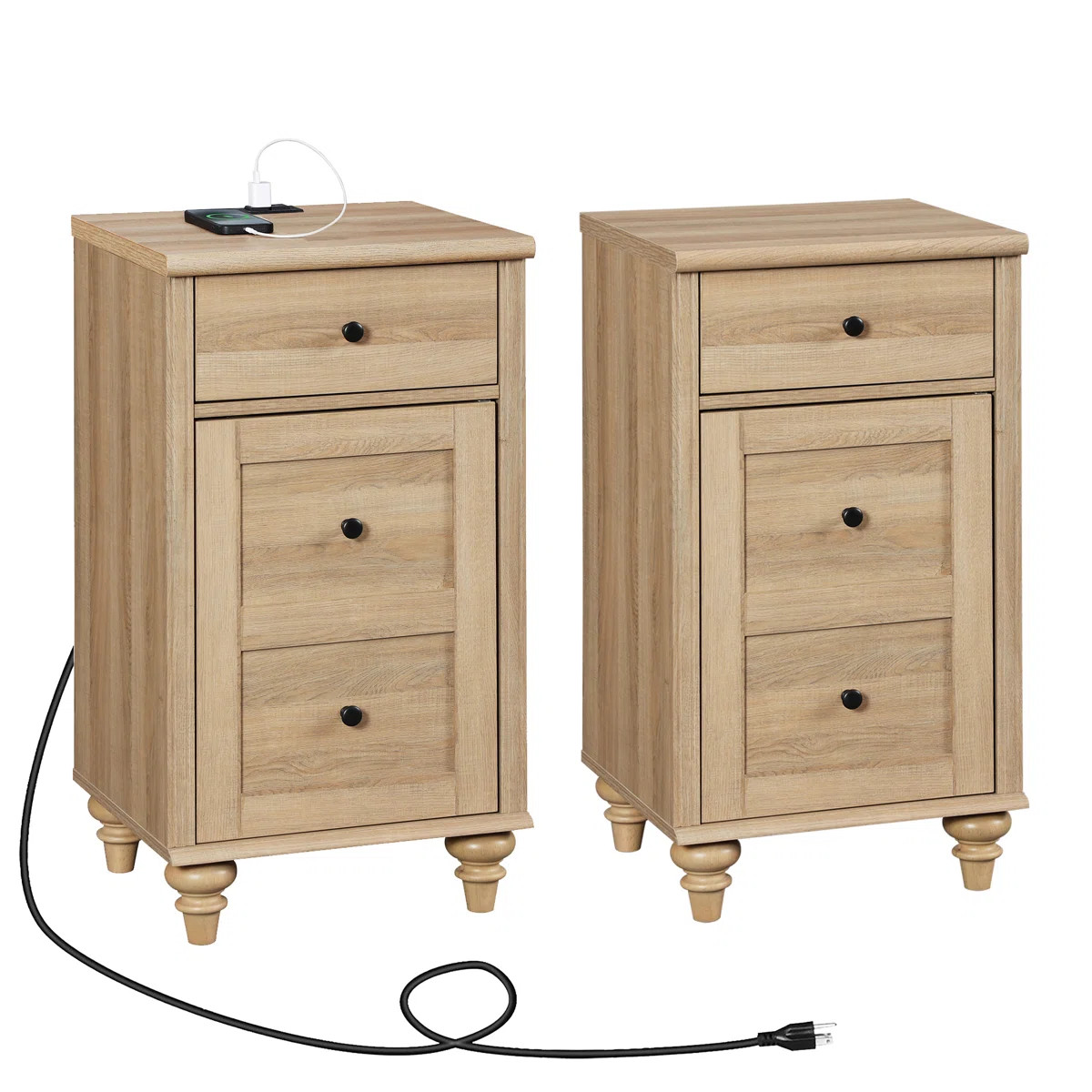 Scarlett Nightstand Set With Storage And Built-In Outlets (Set Of 2) | Wayfair North America