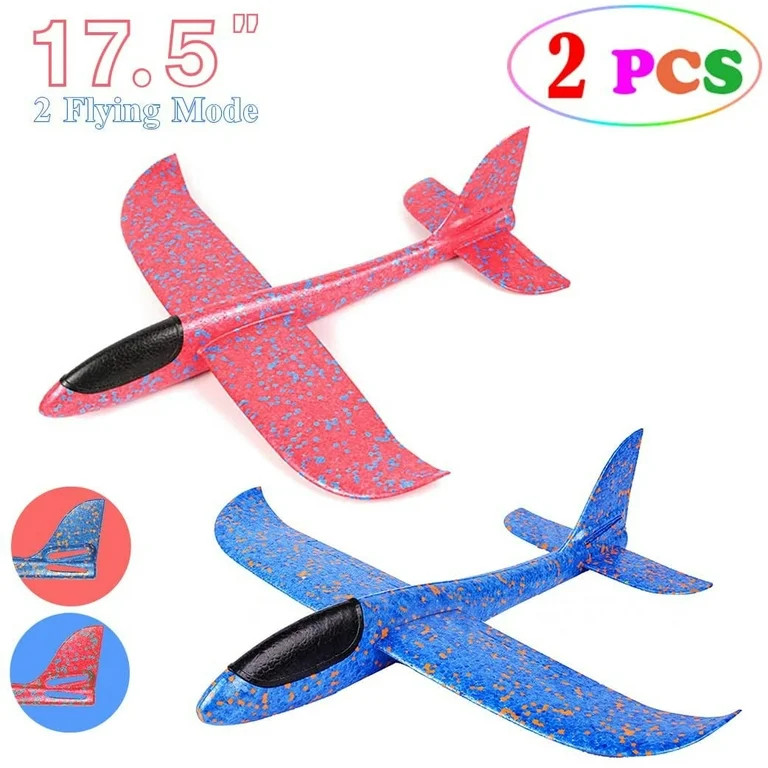 2 pack Glider Plane Toys, 17.5" Large Throwing Foam Airplane, Dual Flight Mode Flying Toy, The Be... | Walmart (US)