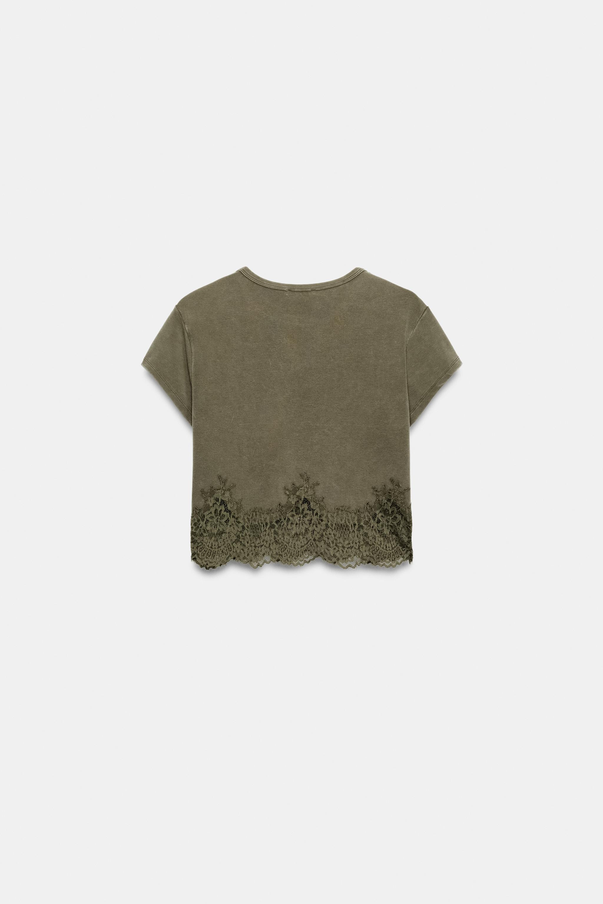 CROPPED LACE T-SHIRT | Zara AU