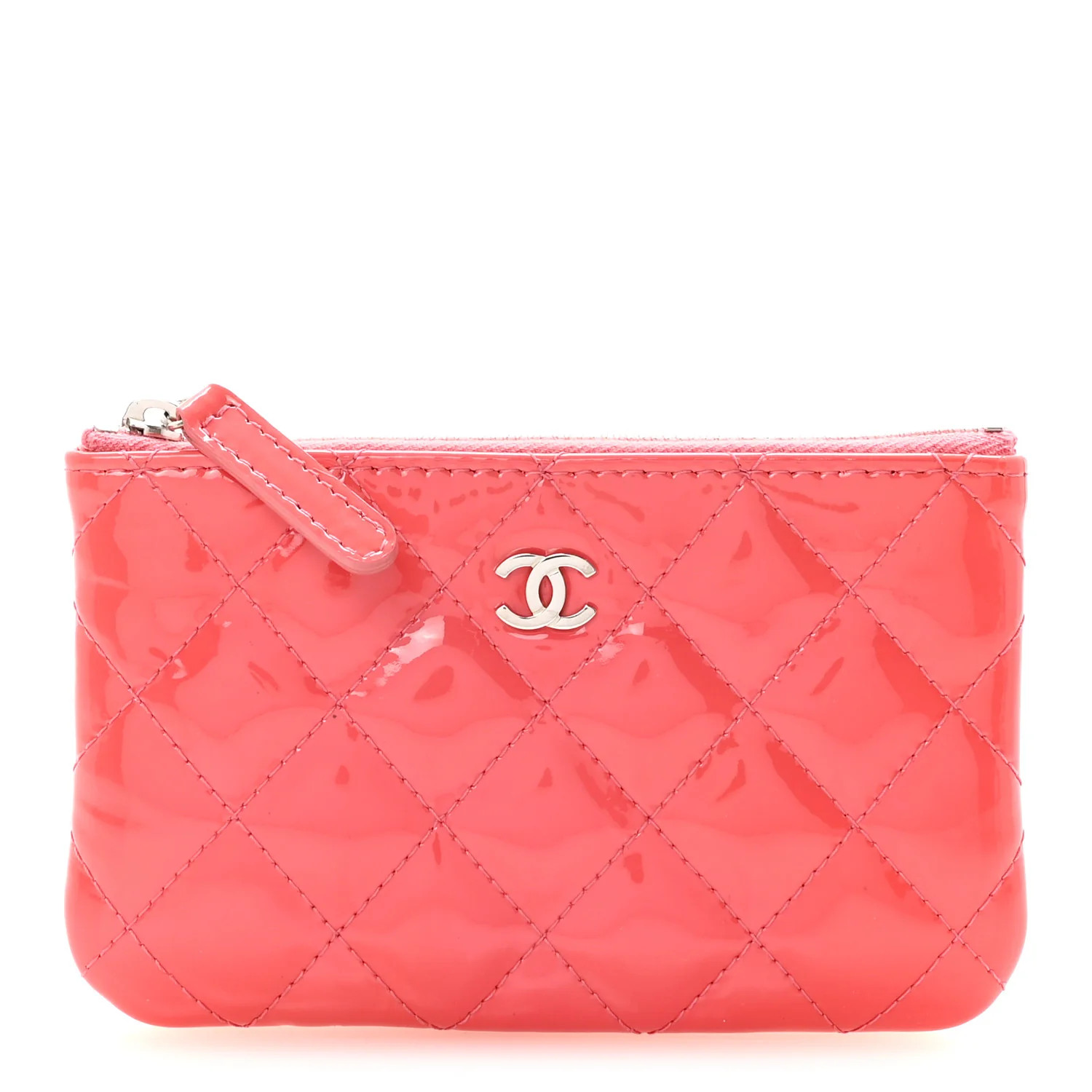Patent Quilted Small Cosmetic Case Pink | FASHIONPHILE (US)