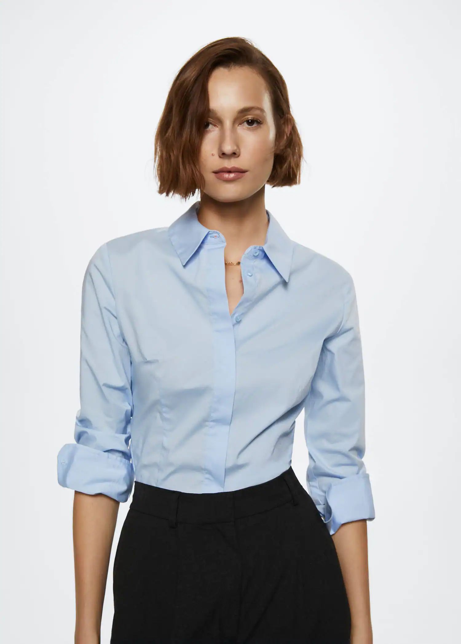 Essential cotton-blend shirt -  Women | Mango USA | MANGO (US)