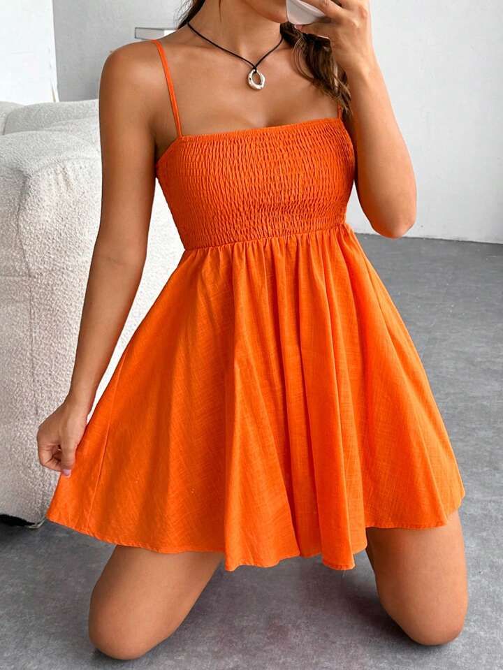 SHEIN EZwear Solid Cami Dress | SHEIN