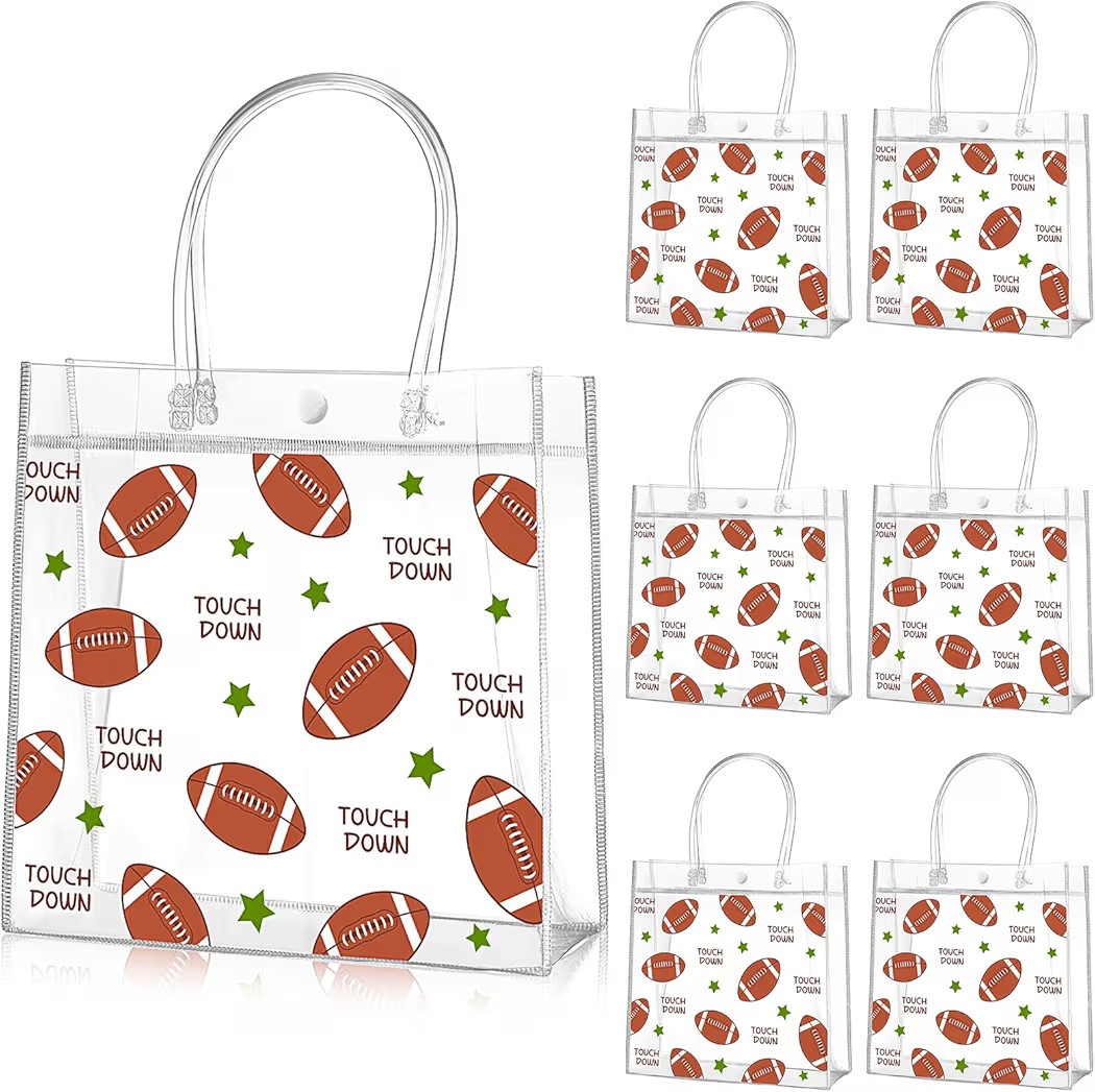 Aliceset 20 Pcs Football Clear Treat Bag with Handles PVC Football Party Snack Bag for Team Birth... | Amazon (US)
