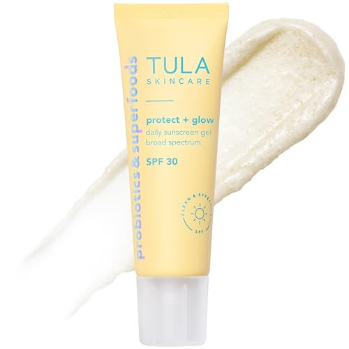 TULA Skin Care Protect + Glow Daily Sunscreen - Gel, Broad Spectrum SPF 30, Skincare-First, Non-Greasy, Non-Comedogenic and Reef-Safe with Pollution and Blue Light Protection, Regular, 1.7 fl oz. | Amazon (US)