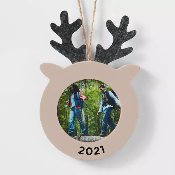 Wood Reindeer Picture Frame Christmas Tree Ornament Light Brown - Wondershop™ | Target