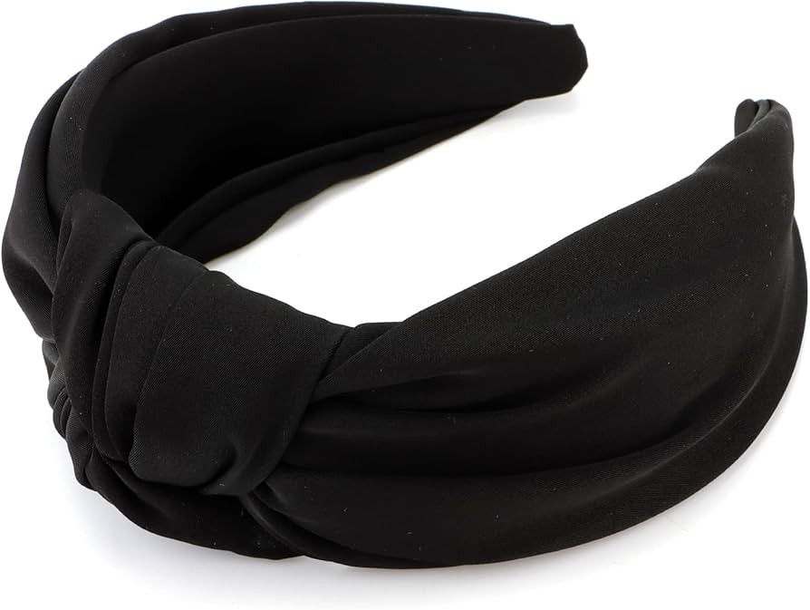 TOBATOBA Black Top Knot Satin Silk Wide Large Non-Slip Fashion Headband Hair Accessories for Wome... | Amazon (US)