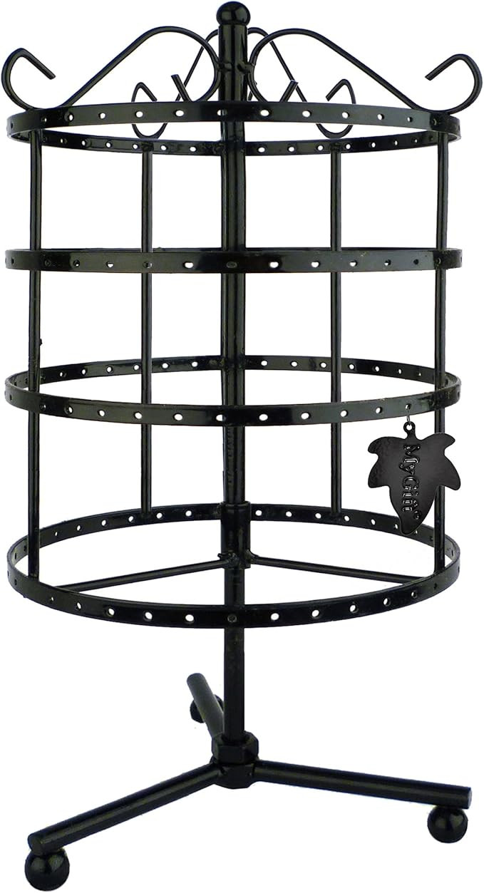 MyGift 4 Tiers Black Rotating Spin Table 92 Pairs Earring Organizer/Jewelry Display Stand | Amazon (US)