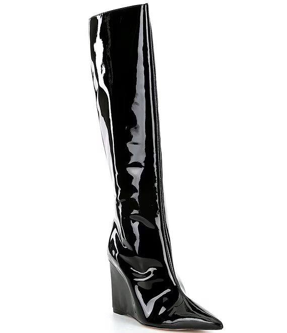 Schutz Asya Up Patent Wedge Tall Boots | Dillard's | Dillard's