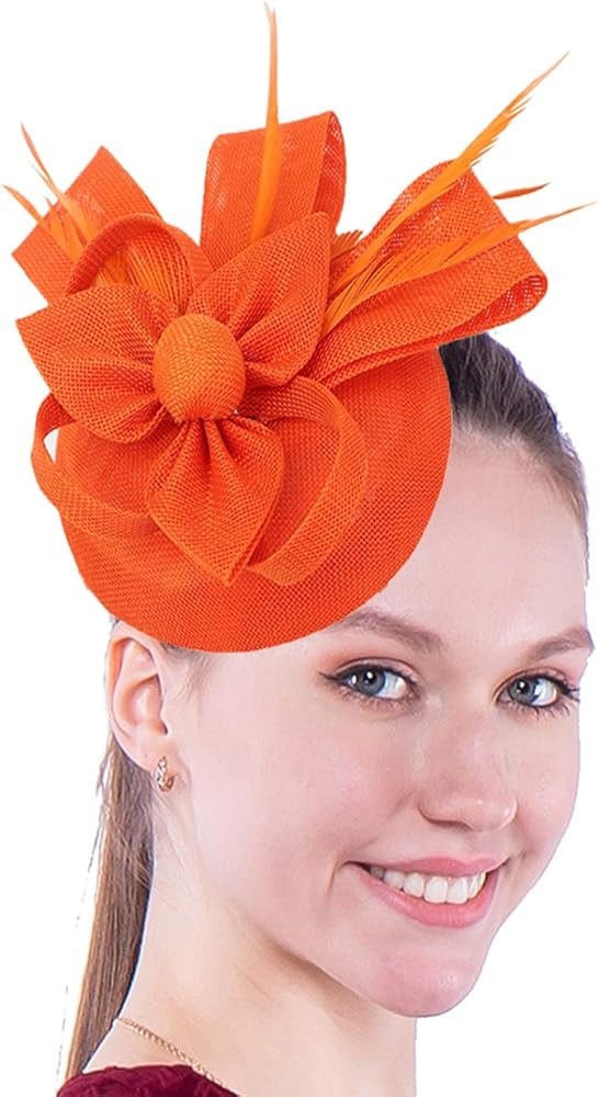 Fascinators Hat for Women Girls Sinamay Flower Feathers Tea Party Cocktail Headband Hair Clip | Amazon (US)