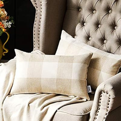 Western Home Decorative Throw Pillow Covers, Farmhouse Buffalo Check Plaid Pillowcase, Linen Cush... | Amazon (US)