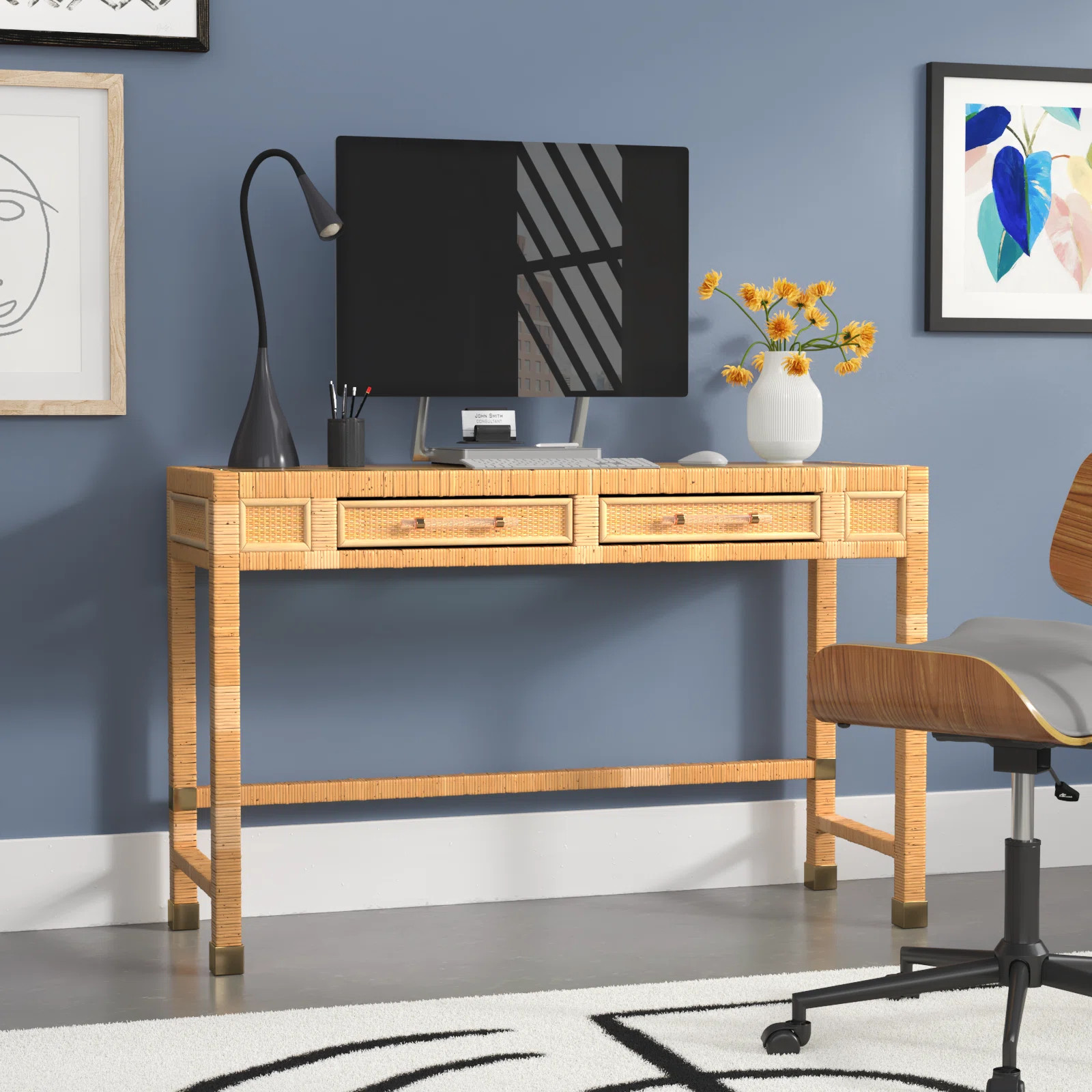Beachcrest Home™ Amara Rattan Desk & Reviews | Wayfair | Wayfair North America