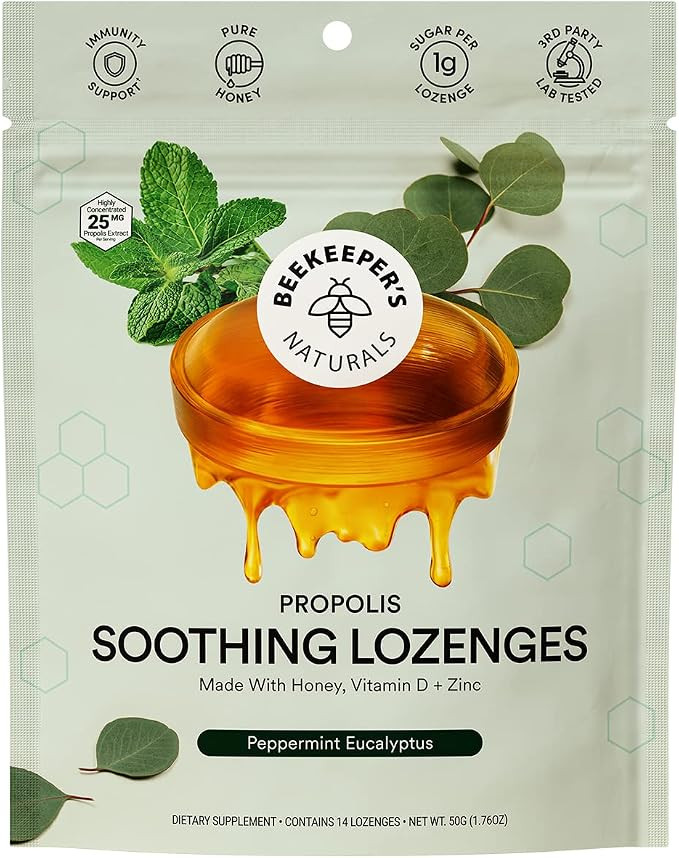 Beekeeper's Naturals Soothing Mint Eucalyptus Cough Drops, Immune Support with Vitamin D, Zinc an... | Amazon (US)