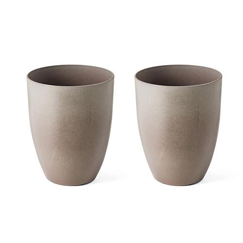 Glitzhome Oversized Eco-Friendly PE Faux Ceramic Tall Pot Planter 2pk - Tan | HSN