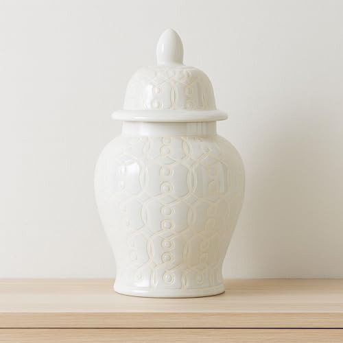 Stoneware Ginger Jar with Lid – Chinoiserie Inspired Ceramic Decorative Accent – Home Decor &... | Amazon (US)