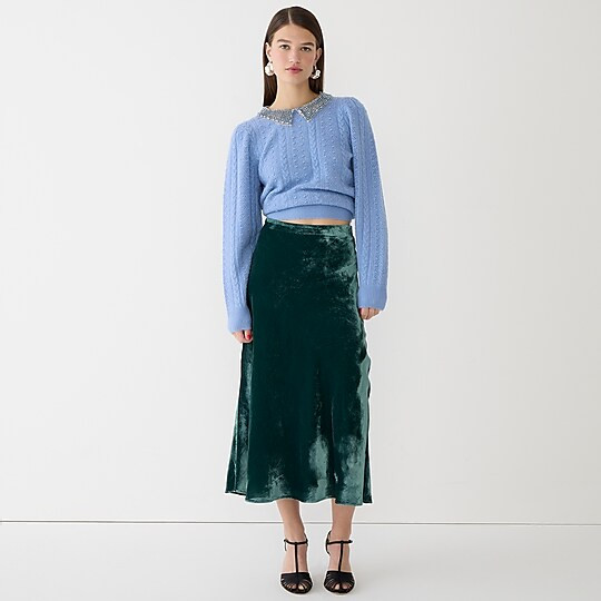 Gwyneth slip skirt in velvet | J. Crew US