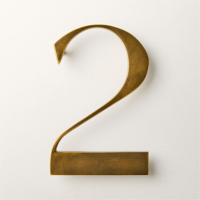 Lombard 6"" Aged Brass House Number 2 | CB2