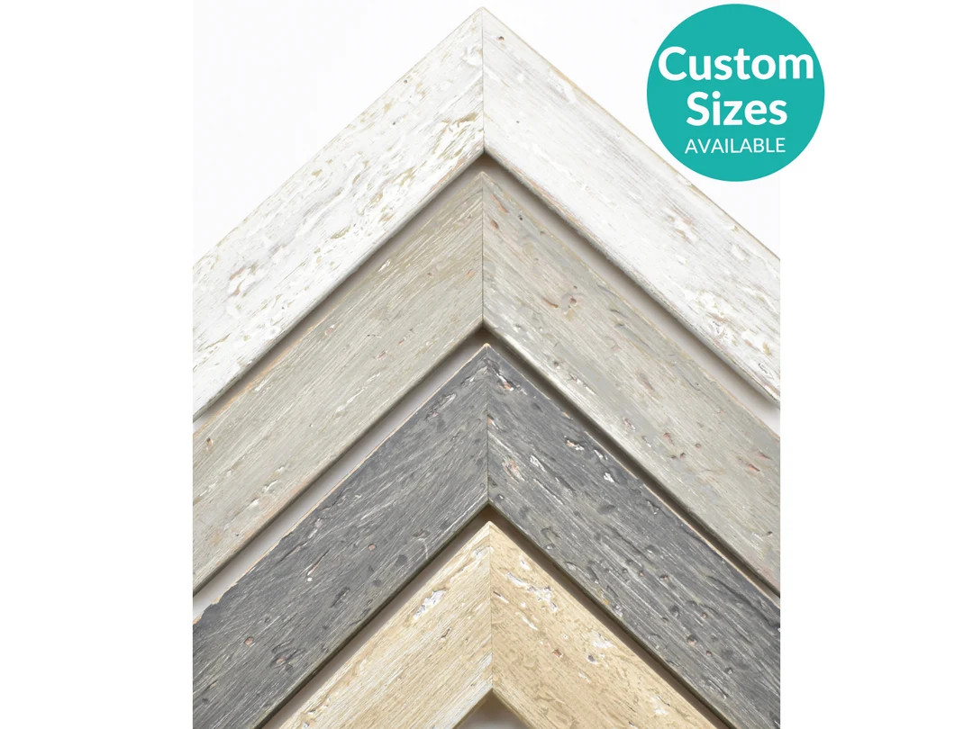 Flat Driftwood Style Picture Frame, Tropical Beach Rustic Frames for Wall Art, White Sand Light G... | Etsy (US)