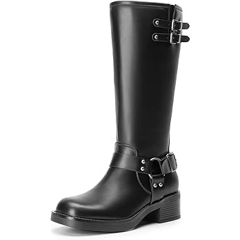 DREAM PAIRS Women's Knee High Boots Combat Boots Goth Boot Lace Up Adjustable Buckles Chunky Low ... | Amazon (US)